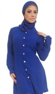 Womens Iris Paneled Long Islamic Tunic Dress Burgundy USA 16 XXXL 48 in 122 cm Garment Chest at  Womens Clothing store