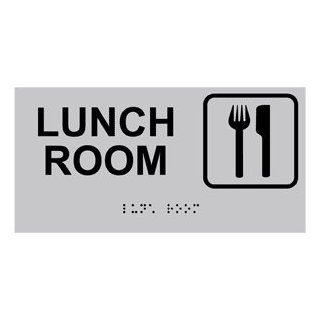 ADA Lunch Room Braille Sign RSME 410 SYM BLKonSLVR Wayfinding : Business And Store Signs : Office Products