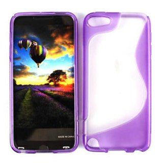 HARD BORDER SKIN TPU SEMI SOFT CASE COVER FOR APPLE IPOD ITOUCH 5 TRANSPARENT PURPLE BORDER: Cell Phones & Accessories