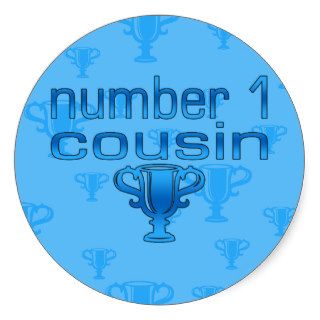 Number 1 Cousin in Blue Round Sticker