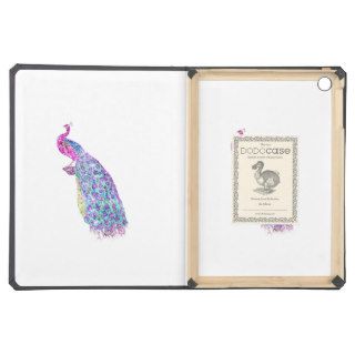Elegant Girly Bright Pink Teal Regal Peacock Bird iPad Air Covers