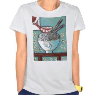 Sushi Shrimp Rice Bowl Ladies Spaghetti Top Tshirts