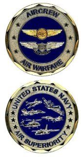 United States Military US Armed Forces USN Navy Air Superiority Aircrew & Air Warfare Crests   Good Luck Double Sided Collectible Challenge Pewter Coin: Everything Else