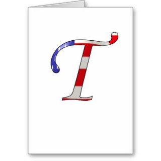 Monogram Letter T American Flag Card