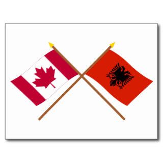 Canada and Albania Crossed Flags Postcard