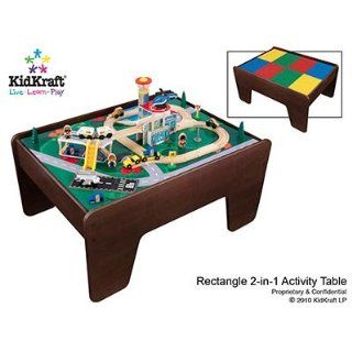 KidKraft So Much Fun 2 in 1 Activity Table 200 LEGO Compatible Blocks, 39 Piece Train Set, Espresso Finish Dimension: 31.9"Lx25"W x22.6"H: Toys & Games
