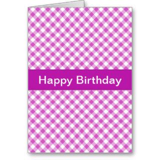 Pink Gingham Custom Birthday Card Cards