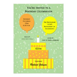 60th Birthday Party Invitation    Fun 60th Cake Custom Invite