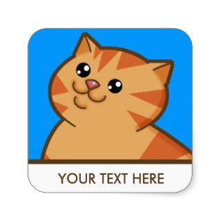 Happy Fat Orange Cat Square Sticker