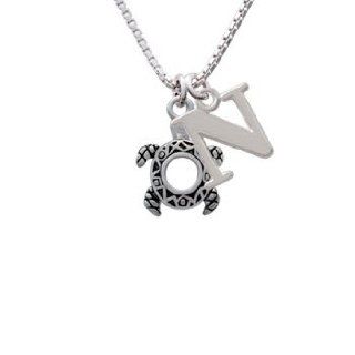 Small Open Turtle Initial N Charm Necklace: Delight Jewelry: Jewelry