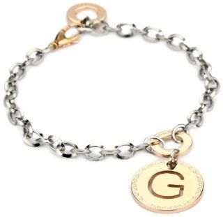 Rebecca "Word" Rose Gold Over Bronze Letter "G" Bracelet: Jewelry