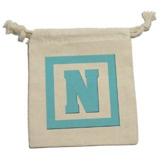Letter N Initial Baby Boy Block Blue   Shower Muslin Cotton Gift Party Favor Bags   MD (1): Health & Personal Care