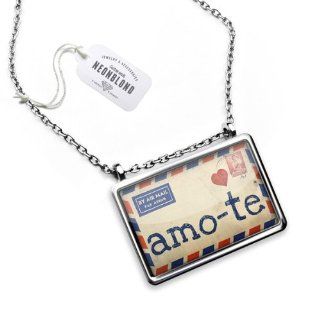 Necklace "I Love You" Portuguese Love Letter from Portugal   Pendant with Chain   NEONBLOND: Jewelry