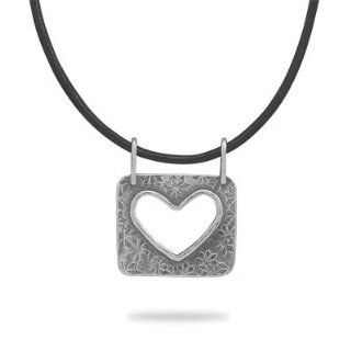 Sterling Silver Heart Slide on Leather Necklace: Jewelry