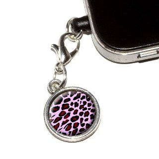 Graphics and More Leopard Animal Print Pink Anti Dust Plug Universal Fit 3.5mm Earphone Headset Jack Charm for Mobile Phones   1 Pack   Non Retail Packaging   Antiqued Silver: Cell Phones & Accessories
