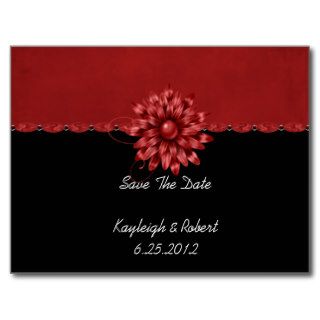 Black and Red Ribbon Save The Date Post Card