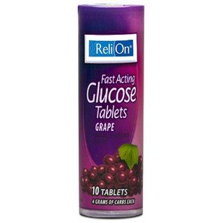 ReliOn   Glucose Grape Flavor On The Go Tube, 10 Tablets: Health & Personal Care
