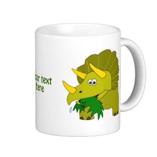 Cute Green Triceratops Cartoon Dinosaur Mug