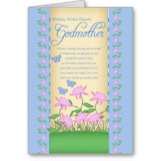 godmother birthday card flowers and butterflies