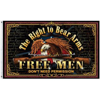 Free Men Don't Need Premission Flag   2nd Amendment Right to Bear Arms Flag : Patio, Lawn & Garden