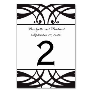 Black White Art Deco Wedding Table Number Cards Table Card