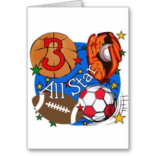 All Star Sports 3rd Birthday Tshirts and Gifts Cards