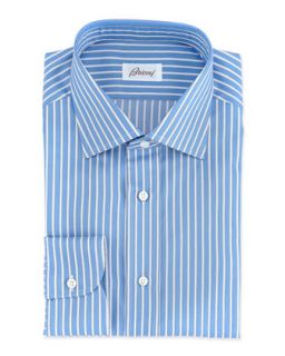 Mens Rope Stripe Woven Dress Shirt, Blue   Brioni   Blue (39/15.5L)