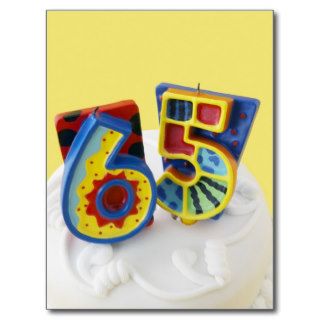 "65" decoraciones de la torta de cumpleaños postales de