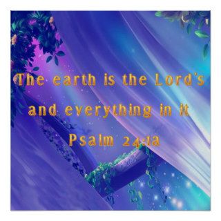 Psalm 24: 1a Bible Verse on Christian Poster