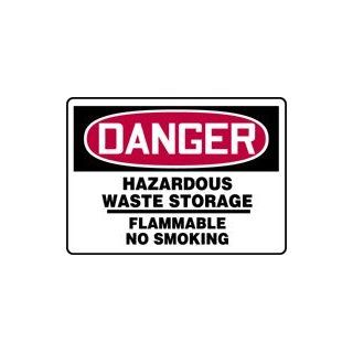 DANGER HAZARDOUS WASTE STORAGE FLAMMABLE NO SMOKING 10" x 14" Plastic Sign: Home Improvement