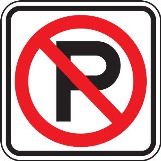 Accuform Signs R8 3 Engineer Grade Reflective Aluminum No Parking Symbol Restriction Sign, 12" Width x 12" Length x 0.080" Thickness, Black/Red on White