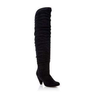 Head Over Heels by Dune Black serenna slouchy over the knee mid heel boots