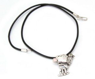 Leather and opal necklace, 'Quirky Sloth': Jewelry