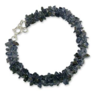 Iolite beaded bracelet, 'Blueberry Summer': Jewelry