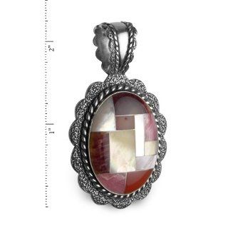 Carolyn Pollack Sterling Silver Sangria Inlay Pendant: Jewelry