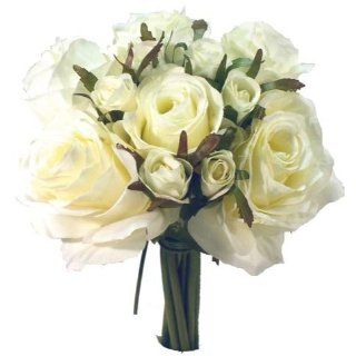 Off White Ivory Artificial Silk Roses Nosegay Bouquet   Arts And Crafts Supplies