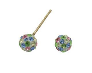 Junior Jewels Sterling Silver 5mm Multi white Crystal Ball Earrings: Jewelry