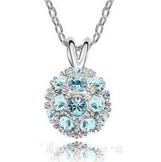 Fashion Chain Swarovsk Crystal Silver Plated Round Bead Pendant Necklace Good Gift for Good Dear Jewelry