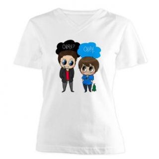 CafePress Okay   Hazel and Augustus   The Fault in Our Stars Women's V Neck T Shirt: Clothing