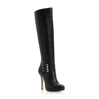 Dune Black leather sorenity multi ankle strap leather knee high boots