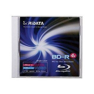 Ridata BD R 4X 25GB Single Layer Write once Recordable Blu ray Media Disc in Jewel Case: Electronics