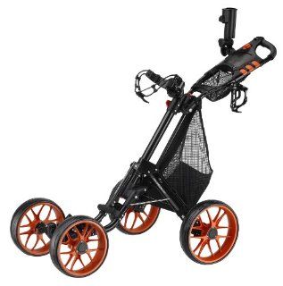 CaddyTek Caddy Cruiser One Click Folding 4 Wheel Golf Cart, Black/Orange : Push Pull Golf Carts : Sports & Outdoors