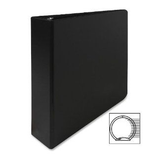 Business Source 2 Inch Vinyl Round Ring Binder   Black (09977) : Office Products