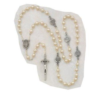 7mm Bead Glass Pearl Rosary with Basilica Our Father Beads, 7mm Pearl Bead Silver Ox Basilica OUR Father Bead Silver Ox Crucifix and Center Made in Italy Plastic Box 21" Length : Everything Else