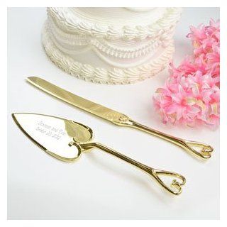 Personalized Hold Onto My Heart Gold Cake Server Set: Kitchen & Dining