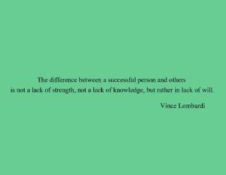 Vince Lombardi Football Wall Quote Lettering   The Difference Between a Successful Person and Others   Wall Decor Stickers