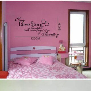 21.7" X 47.2" Every Love Story Is Beautiful, but Ours Is My Favorite Vinyl Wall Sticker Saying Lettering Quotes Boys Girls Bedroom Livingroom Decoration Decor Sticker Room Home Mural Art: Toys & Games