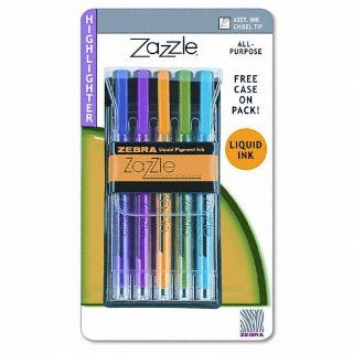 Zebra Zazzle Fluorescent Highlighter, Chisel Tip, Blue, Green, Pink, Yellow, Violet Ink, 5 per Set (74005) : Business Report Covers : Office Products