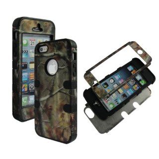 2D Hybrid 3 in 1 Camo Realtree Apple Iphone 5, 5S High Impact Shock Defender Plastic Outside with Soft Silicone Drop Defender Snap On Cover Case: Cell Phones & Accessories