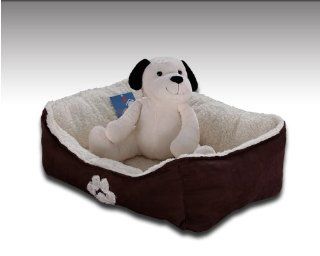 Sofantex Pet Paw Print Pet Bed, 25 inch (Brown Outside and White Inside) : Pet Supplies